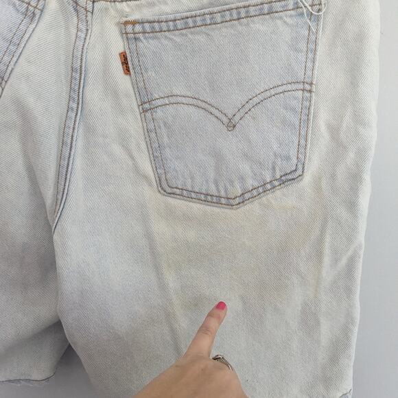 Vintage Women's Levi's 950 Relaxed Fit 13 Denim Shorts Jort Orange Tab Yellowing - Picture 4 of 10